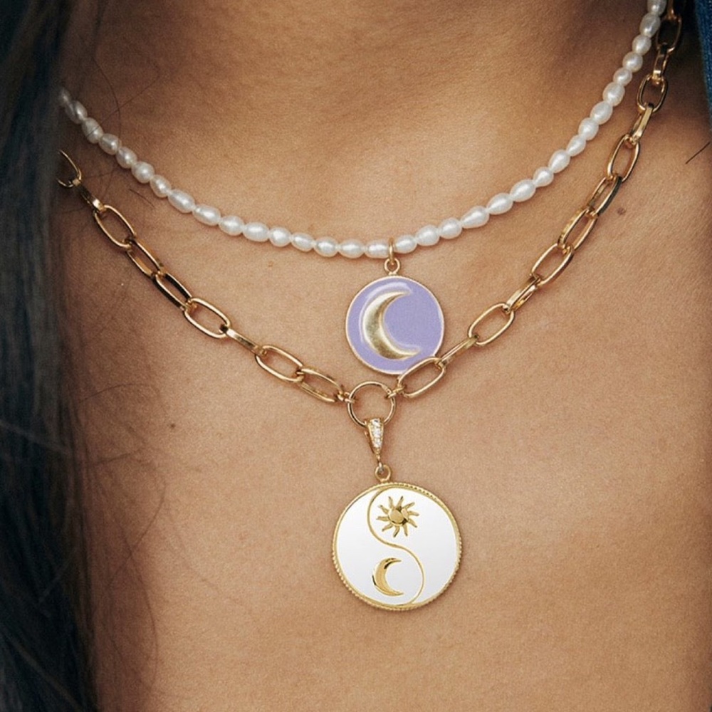 Wilhelmina Garcia Gold White Sparkling Eclipse Necklace